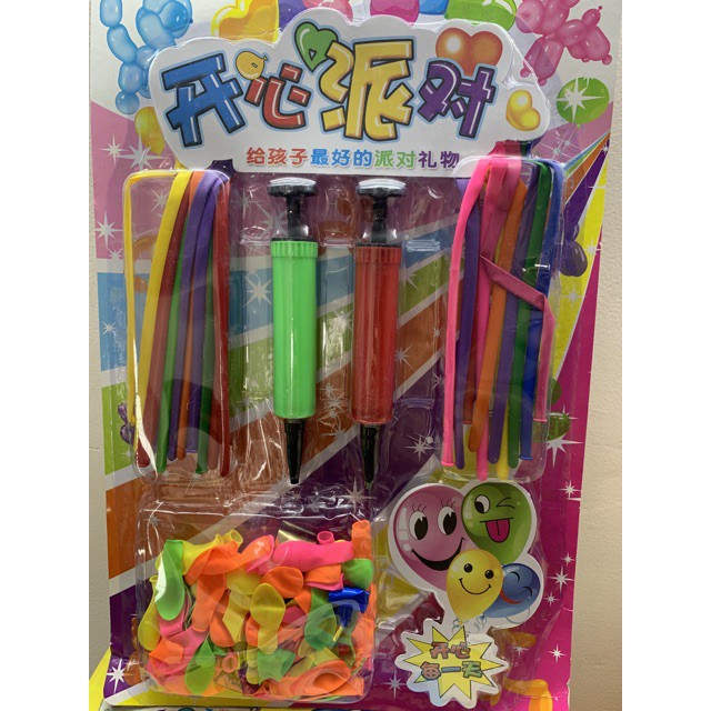 Vỉ Đồ Chơi Bong Bóng Dài Tạo Hình Nghệ Thuật + Dụng Cụ Bơm Dành Cho Bé