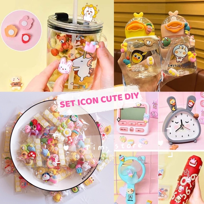 Keo tròn dán sticker charm trang trí handmade diy kẹp tóc slime TÍM STORE