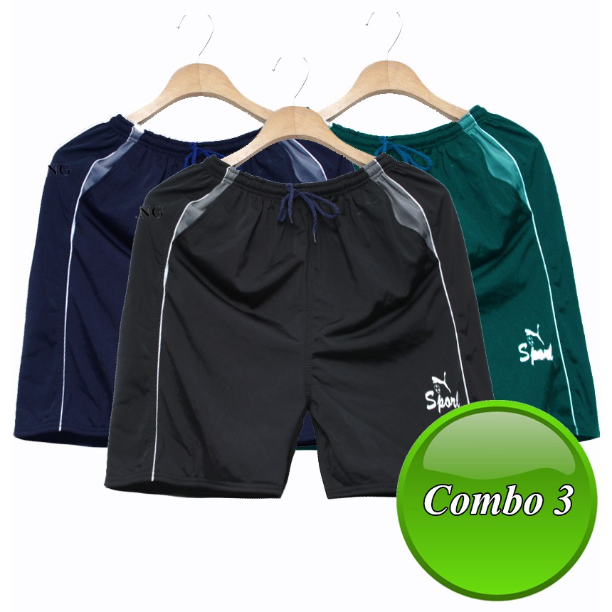 combo 3 quần đùi nam mặc nhà vải thun xịn mịn mát loại quần 1 sọc free size dưới 65kg | BigBuy360 - bigbuy360.vn