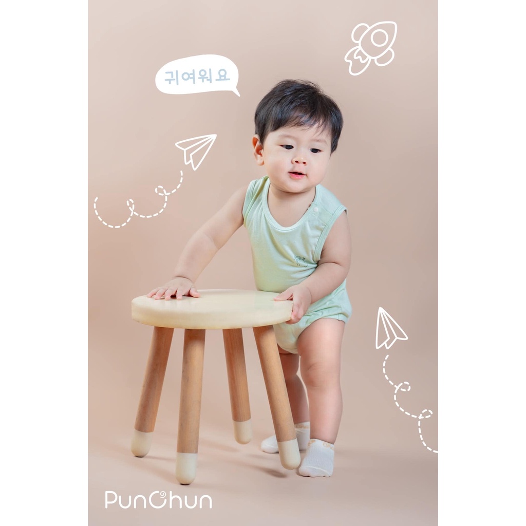 PUNCHUN Bodychip ba lỗ cho bé vải siêu mát mịn