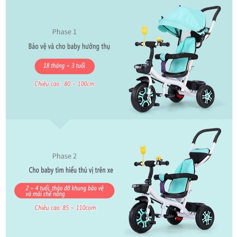 Xe đẩy cho bé,xe đẩy 3 bánh dành cho trẻ 1-6 tuổi Xe đạp có ô che nắng dành cho trẻ nhỏ