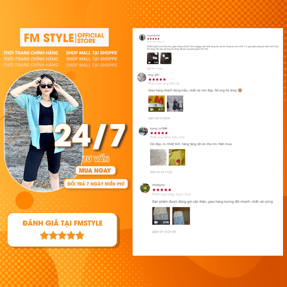 Áo sơ mi nữ tay ngắn FM Style form ôm basic mang đi học đi làm phong cách Ulzzang thời trang 220211001