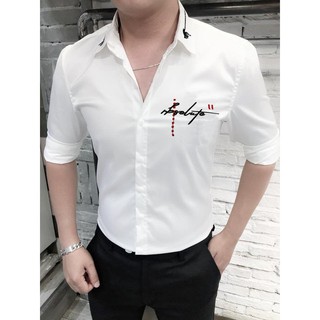 ÁO SƠ MI NAM ĐẸP VẢI KATE MỀM MỊN THÊU CHỮ CÁ TÍNH, FORM DÁNG NAM NỮ MẶC ĐƯỢC (hình tự chụp)