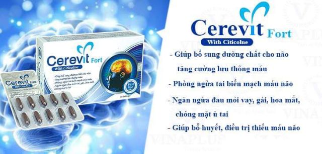 Viên Uống Bổ Não, Tăng Cường Lưu Thông Máu, Ngừa Tai Biến Cerevit Fort 30 Viên 0305295