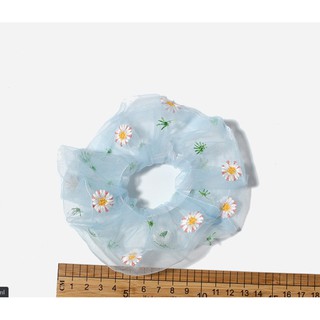 Dây buộc tóc, cột tóc scrunchie hoa cúc trong suốt