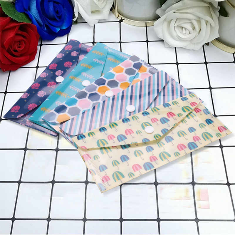Set phong bì đựng tiền bằng nhựa kèm tờ giấy và nhãn dán có thể tái sử dụng