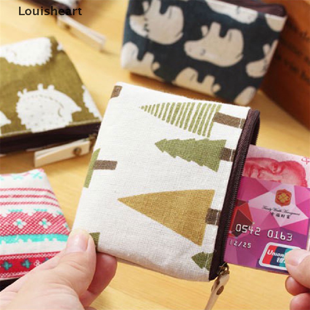 Ví Đựng Tiền Xu Louisheart In Họa Tiết Hoa Xinh Xắn Có Khóa Kéo Tiện Dụng