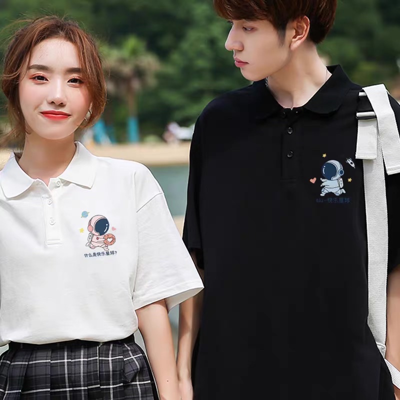 [Rẻ vô địch] Áo polo đôi nam nữ phi hành gia unisex dành cho nam và nữ