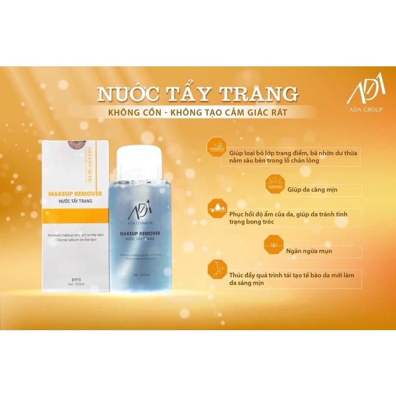 Nước Tẩy Trang ADA GROUP giúp loại bỏ lớp trang điểm, bã nhờn trên da 300ml
