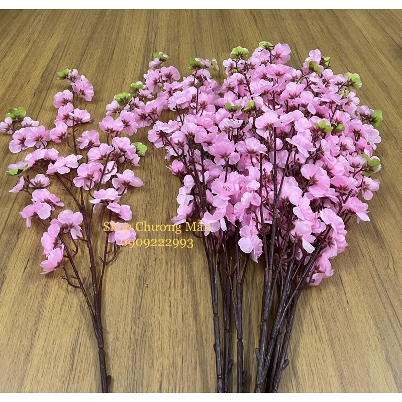 10 Cành Mai Đào - Anh Đào 1Mét Giả Vải Lụa Cao Cấp Decor Nhà Ngày Tết