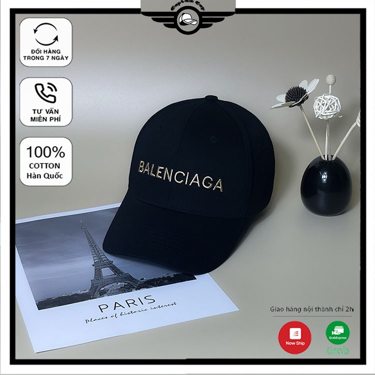 Mũ lưỡi trai Balenciaga màu đen thêu chỉ vàng cá tính dành cho cả nam và nữ full hộp để làm quà tặng