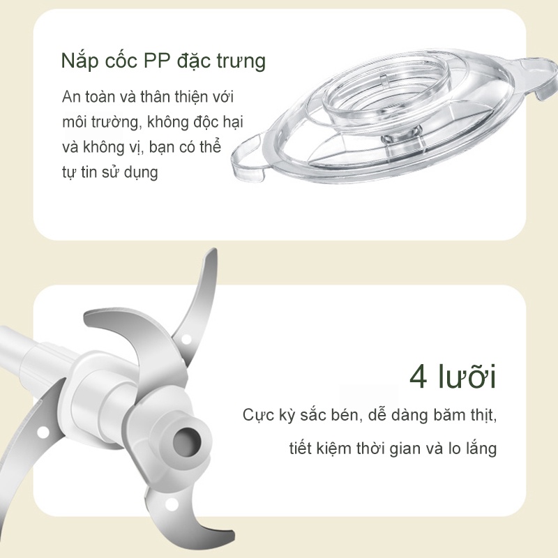 [HCM] Máy Xay Thịt, 2L Lưỡi Xay Đôi Thép Không Gỉ dùng để Xay và Băm [GM-BXGJJJ53]