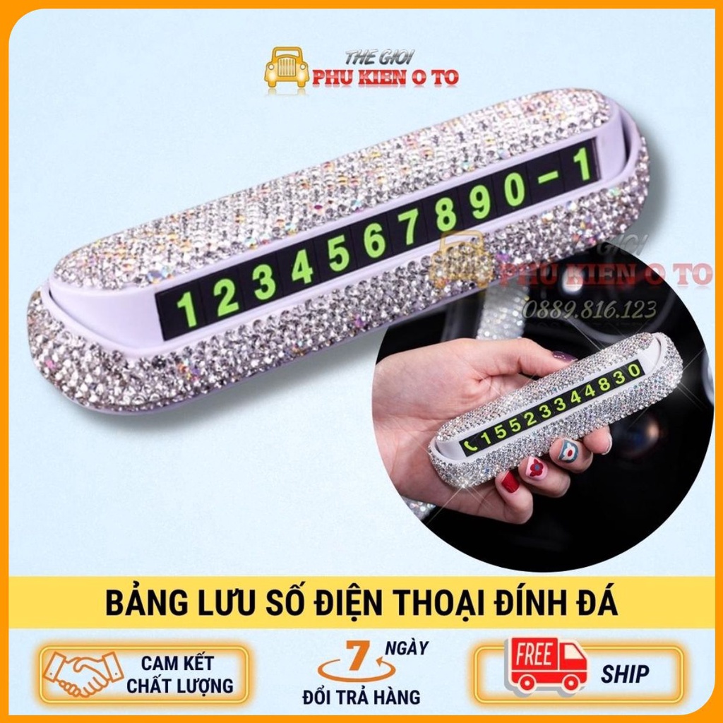 Bảng Gắn Số Điện Thoại Trên Taplo Ô Tô Đính Đá Cao Cấp nhiều màu