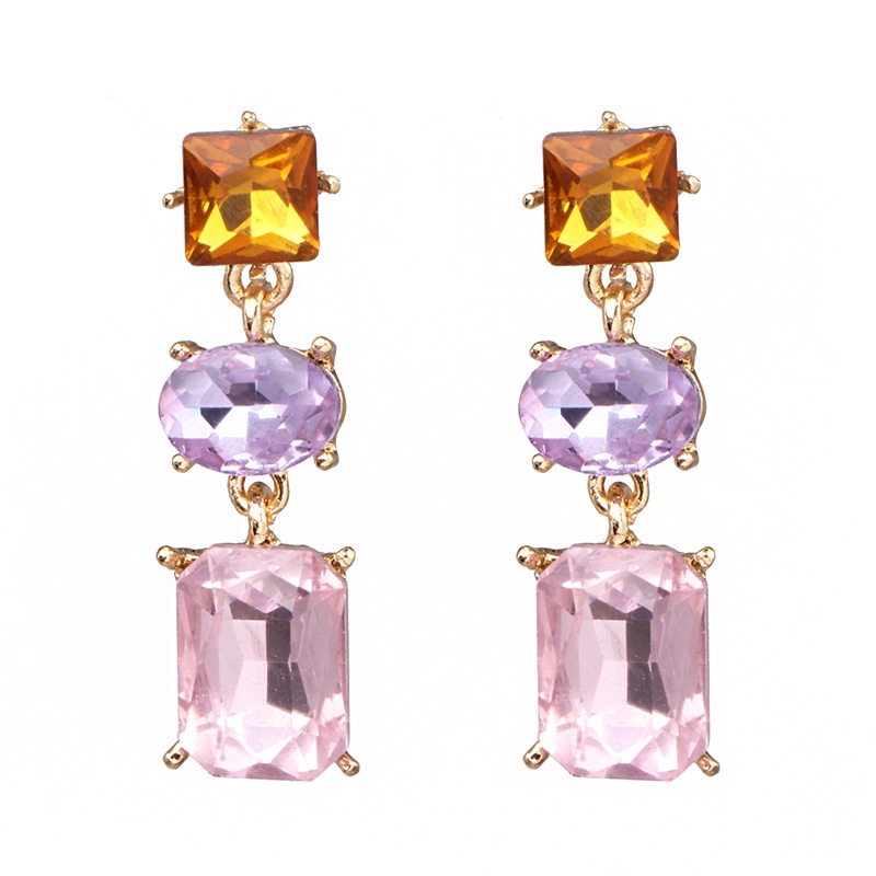 Khuyên tai Pinkdudu PD354 dáng dài hình giọt nước đính đá pha lê nhiều màu sắc phong cách bohemia thời trang cho nữ
