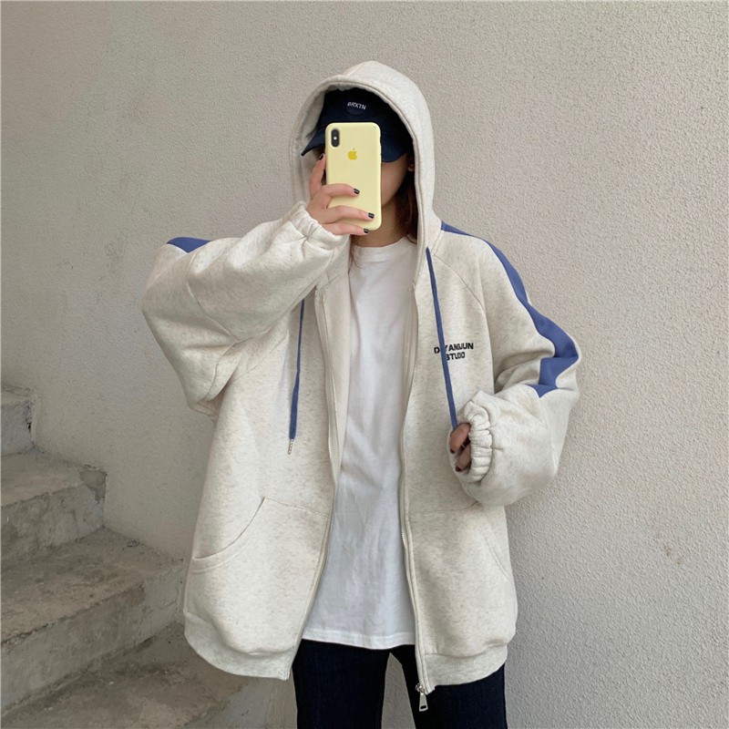 Áo khoác nỉ tay dài ULZZANG from đẹp HOT TREND 2021, Áo khoác unisex form rộng dày dặn