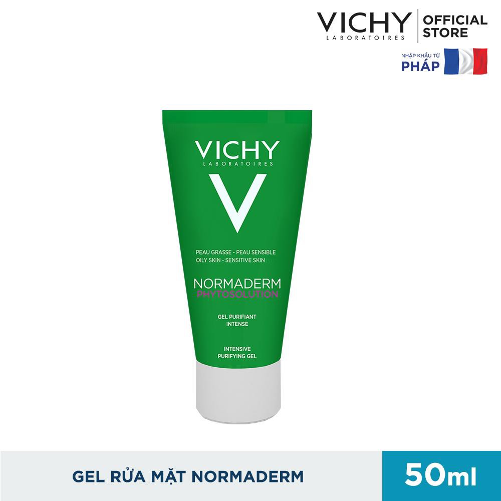 Combo Vichy Kem Chống Nắng Kiềm Dầu SPF50+ 50ml + Gel Rửa Mặt Da Dầu Mụn 50ml