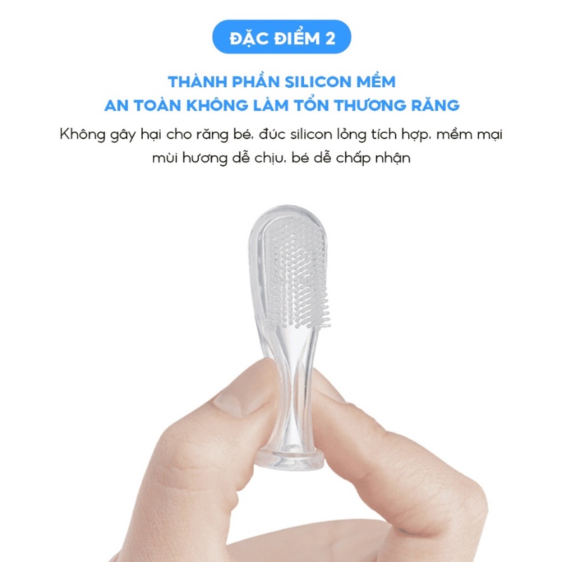 Tưa lưỡi xỏ ngón silicon siêu mềm cho bé kèm hộp an toàn vệ sinh