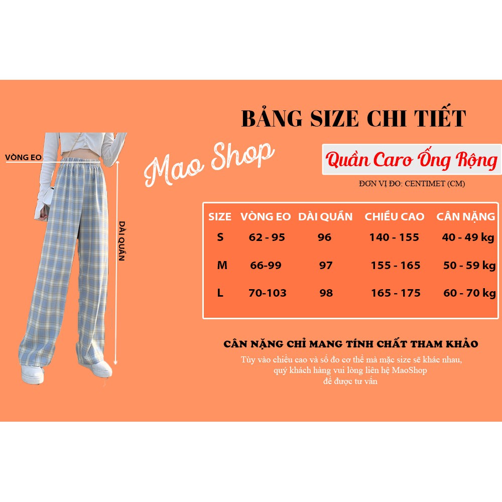 Quần Caro Ống Rộng Maoshop vải dày dặn tôn dáng, Quần kẻ sọc caro ống rộng ulzzang phong cách Hàn Quốc Q02