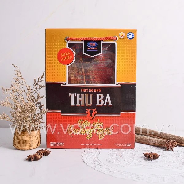 Khô bò Thu Ba Quảng Ngãi loại miếng hộp 500gr