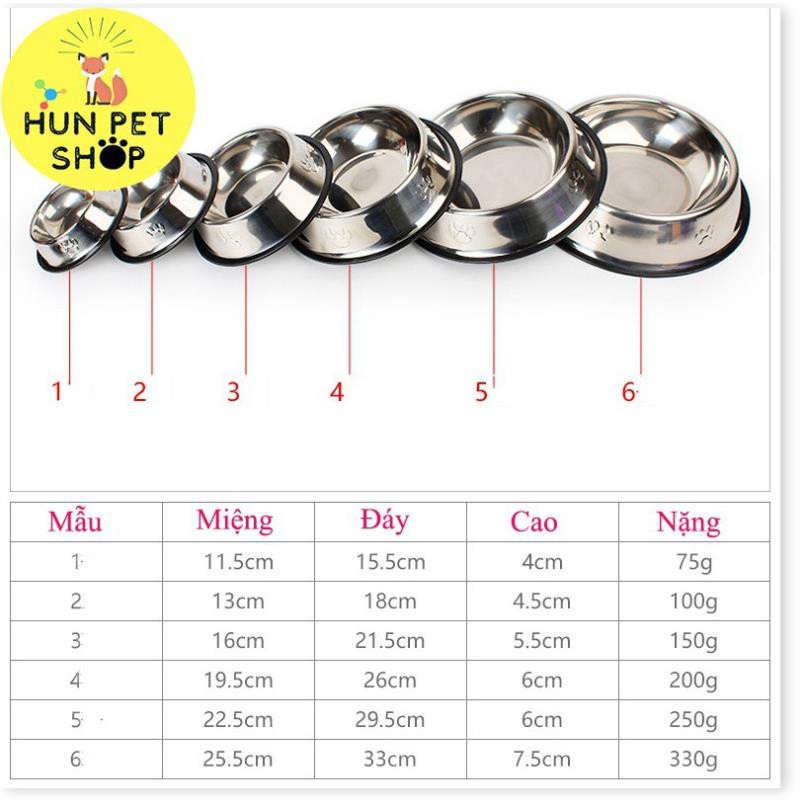 Hanpet.GV- [XẢ HÀNG] Bát Đựng Thức Ăn Inox Không Màu Cho Chó Mèo- SHOP