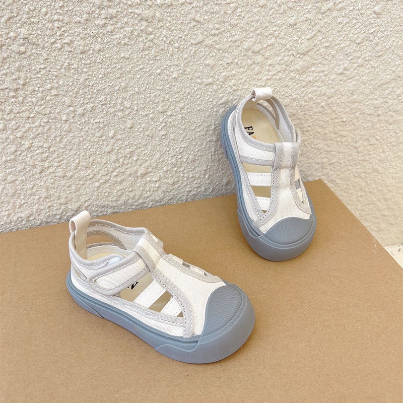 [Hàng Có Sẵn Bán Chạy] Giày Sandal Thể Thao Canvas Đế Mềm Phối Lưới Thoáng Khí Hở Ngón Mùa Hè Dễ Phối Đồ Cho Bé Trai