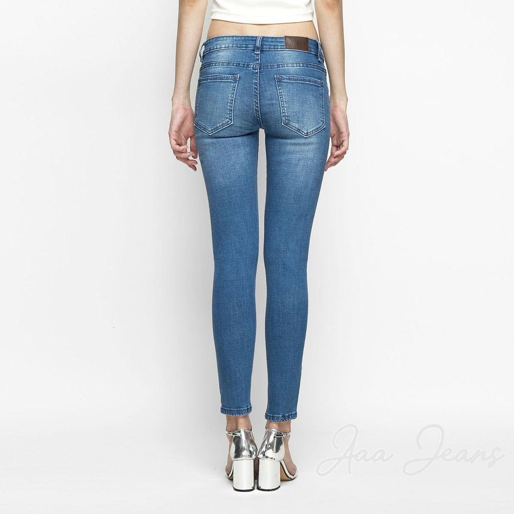 Quần Jeans Nữ AAA JEANS Skinny Lưng Vừa Xanh Biển