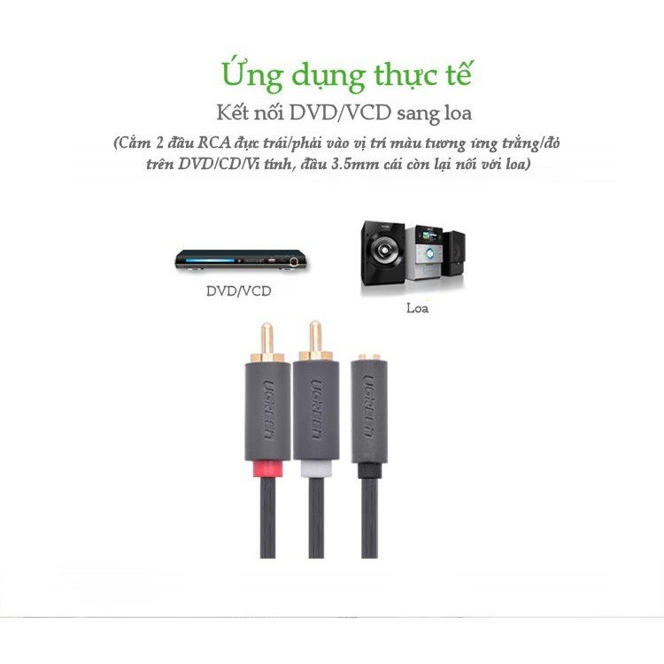 [FREESHIP 99K]_Cáp Audio 3.5mm (Âm) to RCA 1.5M Ugreen 10548 Cao Cấp