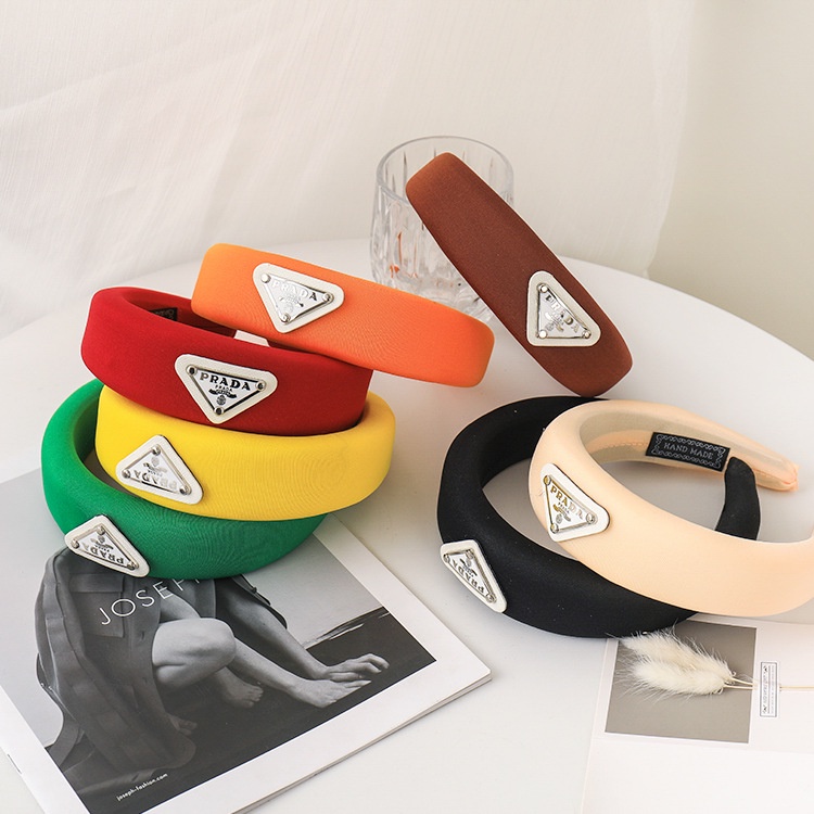 Băng Đô Cài Tóc Bản Rộng Nhiều Màu Sắc Thời Trang Phong Cách Vintage Prada thương hiệu
