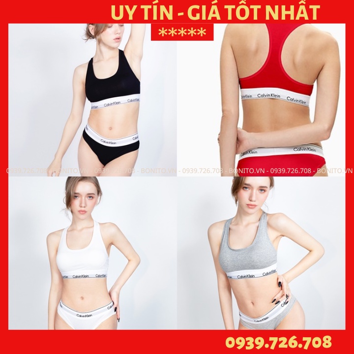 Bộ đồ lót.CK nữ❤️ Áo lót bra thể thao chất cotton lưng ba lỗ loại 1 không mút kèm quần- ĐỎ ĐEN TRẮNG XANH XÁM