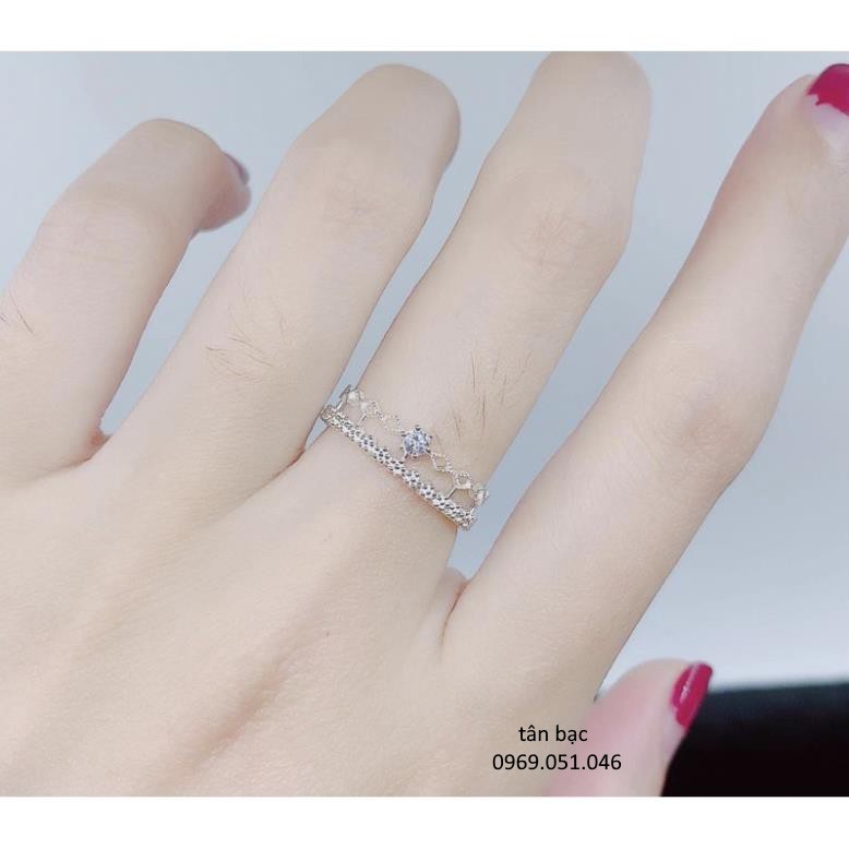 Nhẫn bạc nữ kiểu dáng kép freesize siêu xinh