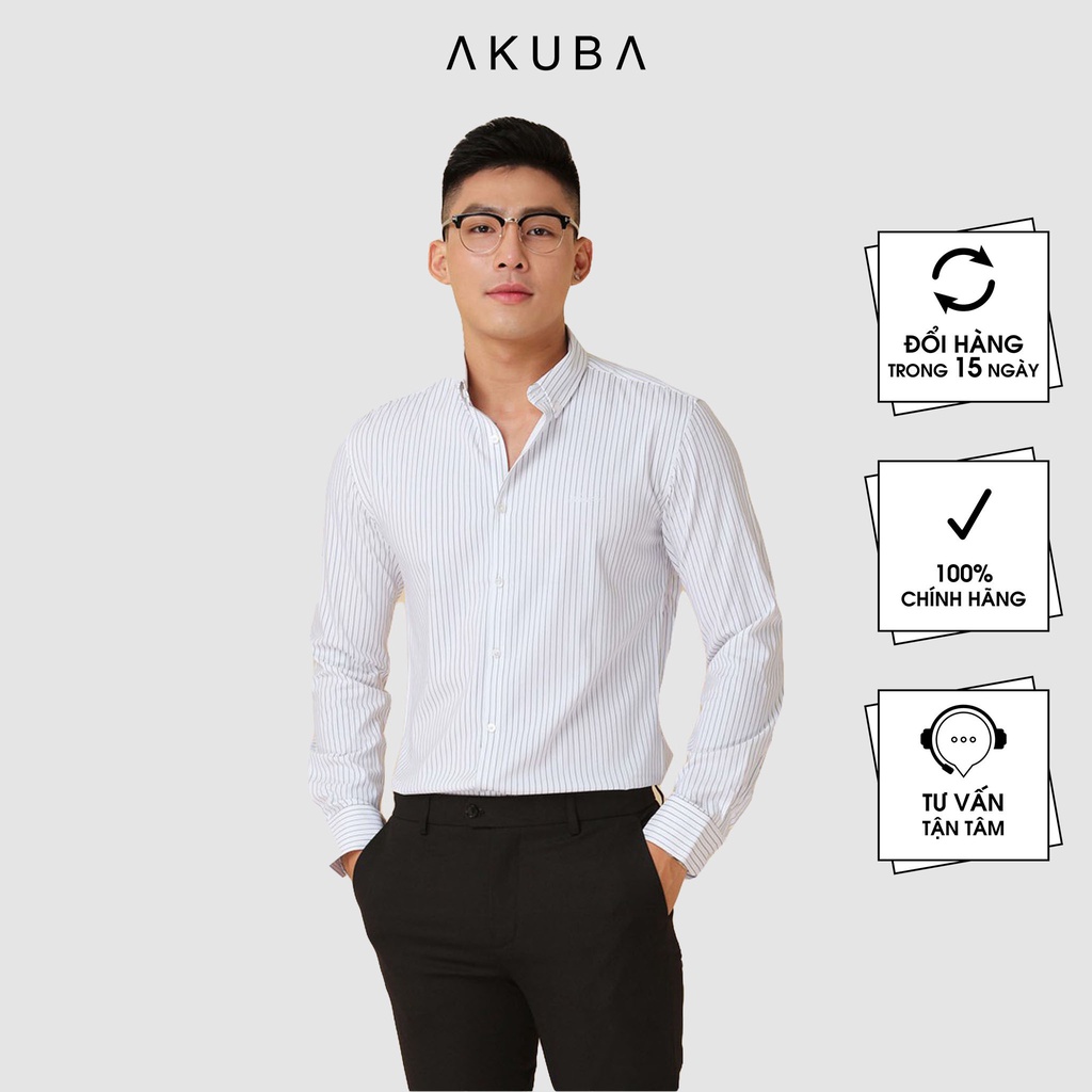 Áo Sơ Mi Nam Công Sở Tay Dài Họa Tiết Sọc AKUBA | 02A919