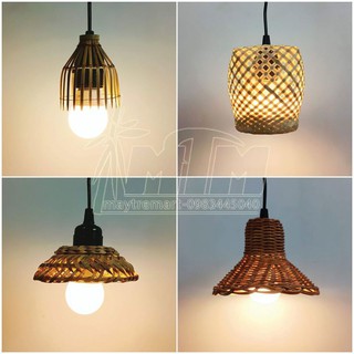 Đèn trước chao đèn tre đèn mây tre mini