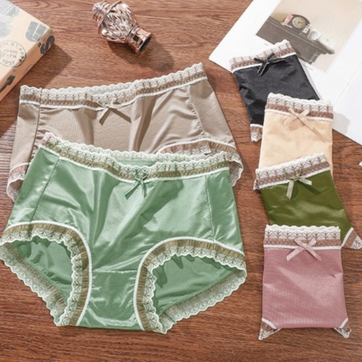 Mới Quần Lót Lụa Satin Phối Ren Gợi Cảm Cho Nữ
