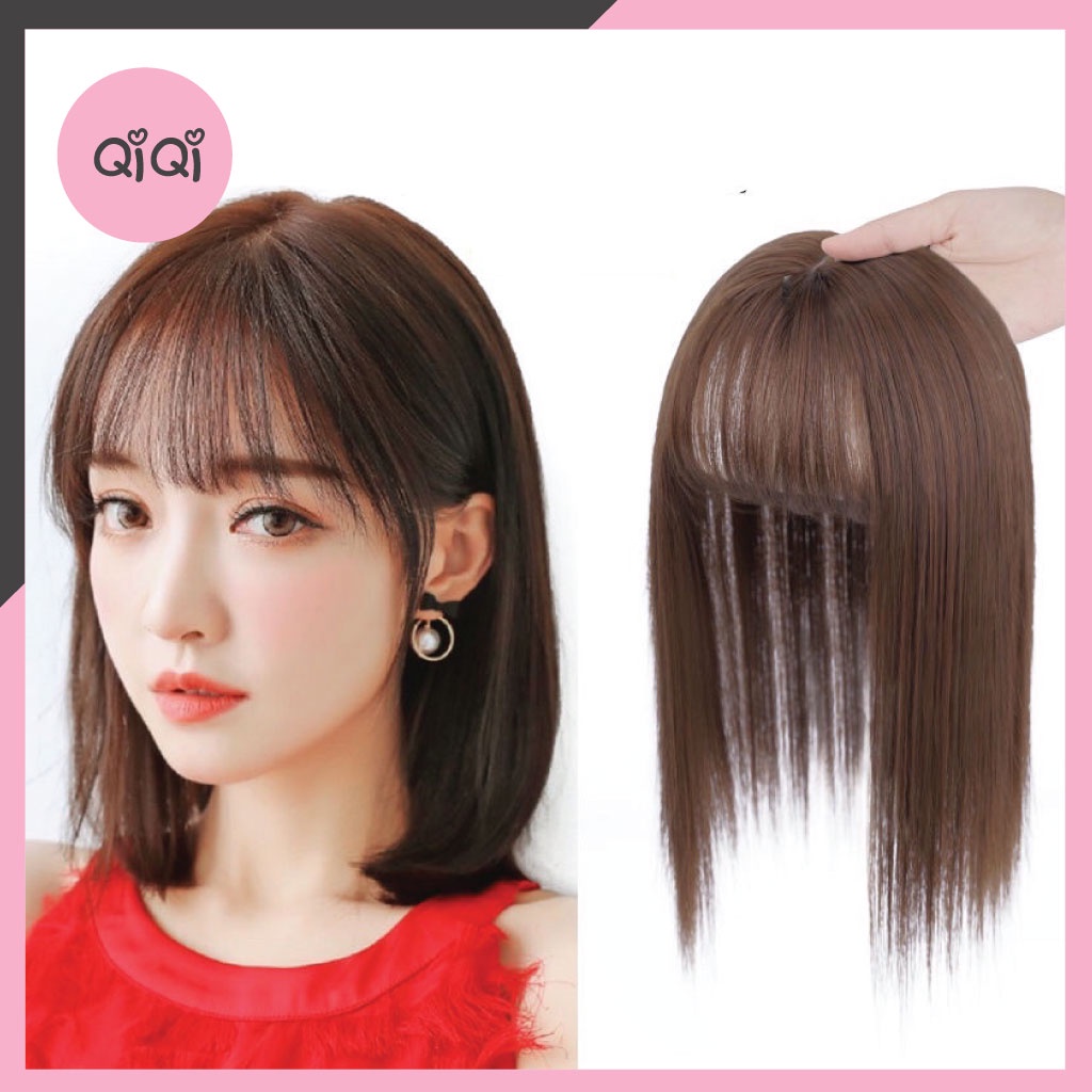 Tóc giả kẹp che hói, che tóc bạc, làm dày tóc loại thẳng Qiqishop