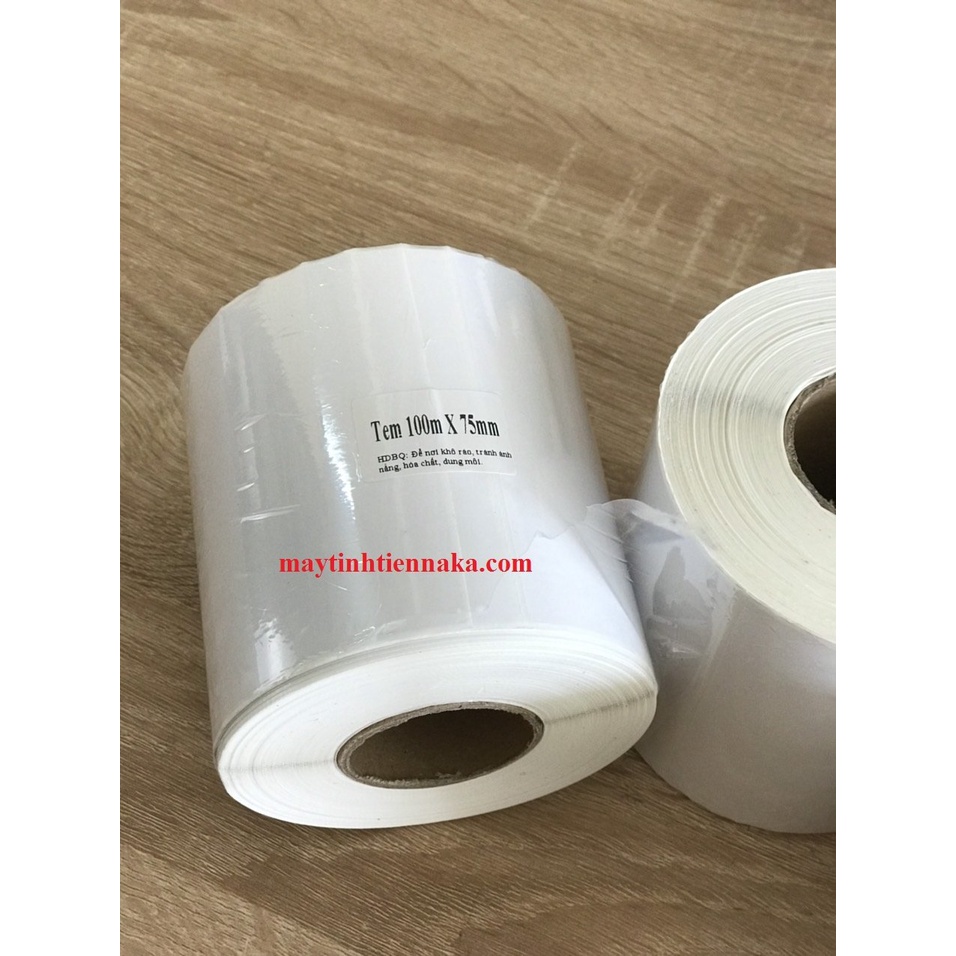 Giấy in đơn bưu điện 100x75mm có lớp dán cuộn 50m, tem nhiệt 100x75 in vận đơn Vietnam Post, cuộn 50m gồm 641 tem