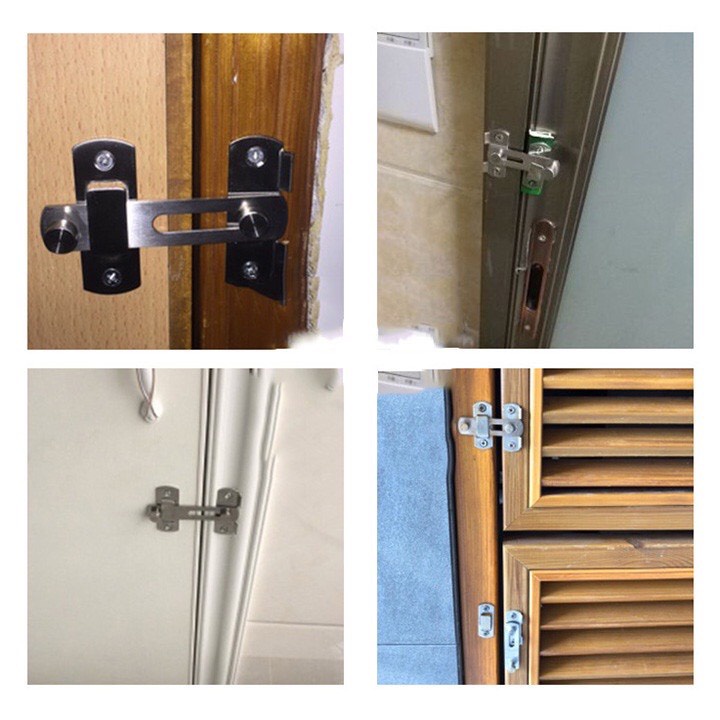 Chốt Khóa Cài Cửa Trong An Toàn Kết Hợp Bản Lề Tự Động Làm Từ Thép Không Gỉ, Bền Bỉ