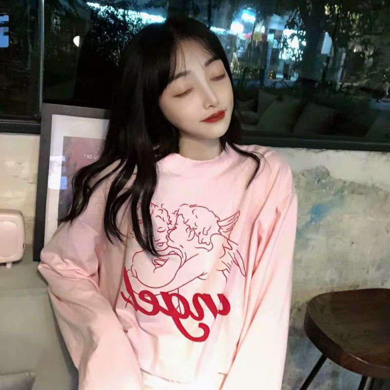 Áo Croptop Nữ Tay Dài Form rộng Freesize, Áo Croptop Thun Cotton Mềm Mịn
