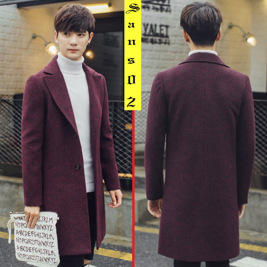 Áo dạ nam hàn quốc dáng dài Sans02 khoác mangto choàng ngoài trench coat manto cao cấp màu đen xám đỏ vàng có bigsize