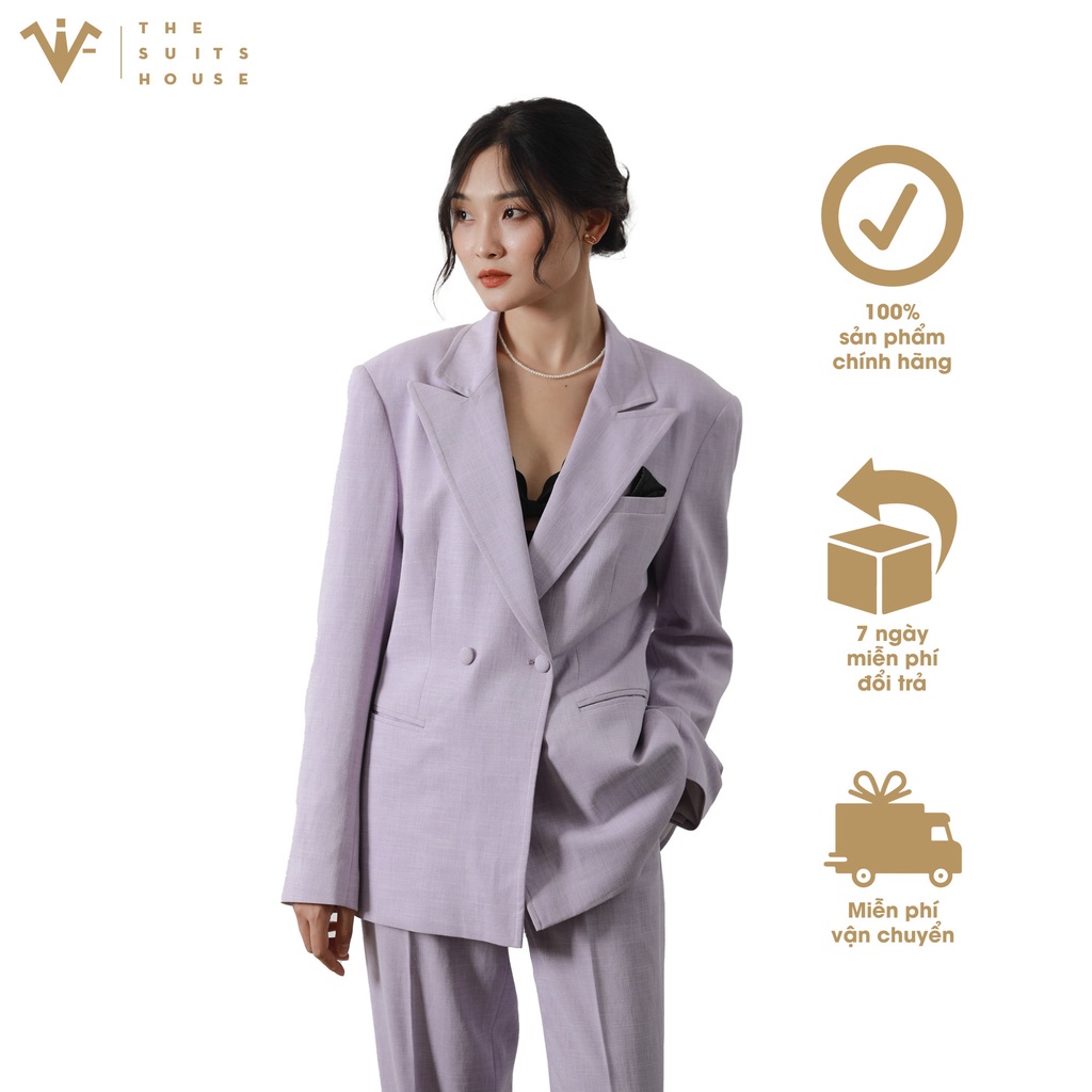 Bộ vest nữ tím pastel ống rộng suits sartorial chất cashmere The Suits House