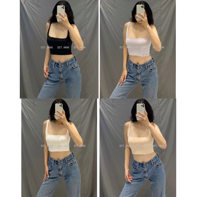 Áo Croptop Cổ Vuông Thun Spandex VNXK