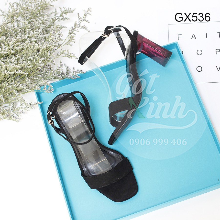 Sandal gót vuông quai ngang 7 phân - Hình thật shop tự chụp