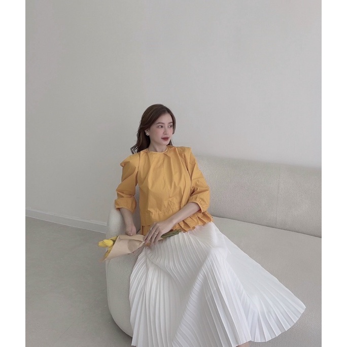 Chân váy dài qua gối đi làm, xếp li, dập li kín đáo hàng thiết kế Sun Fashion