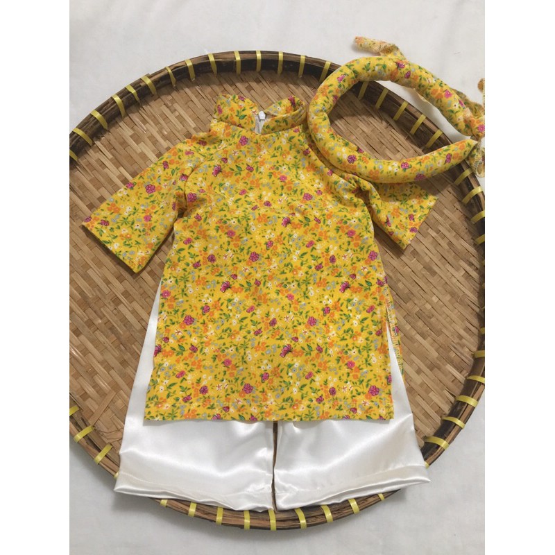 Áo dài hoa nhí newborn