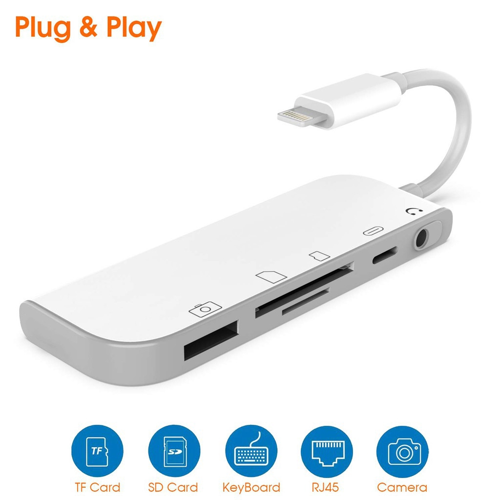 Đầu Đọc Thẻ 5 Trong 1 Lightning Sang Usb Camera Cho Iphone Ipad