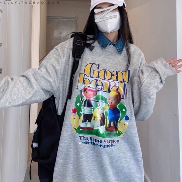 Áo sweater nelly heybig nỉ lót lông sale (có sẵn) goal berd