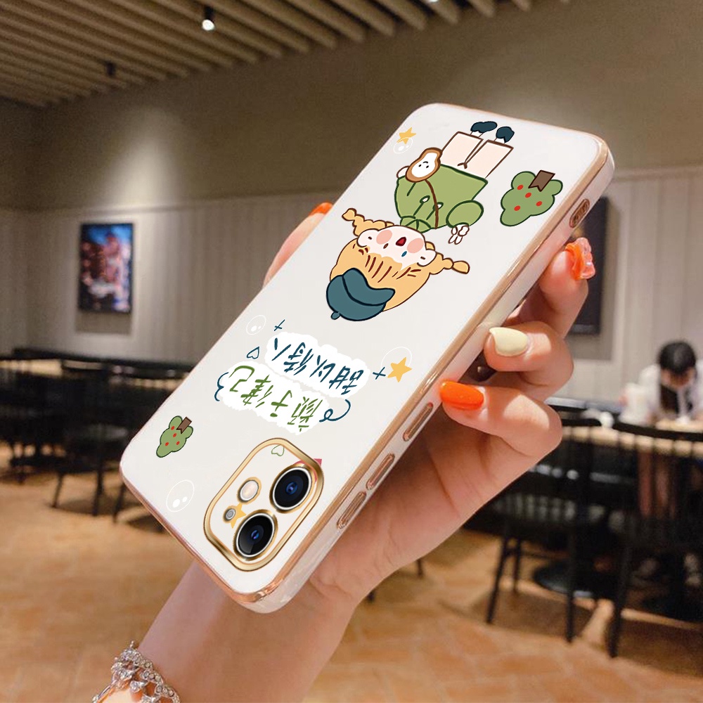 Ốp Điện Thoại Viền Vuông Mềm Họa Tiết Cô Gái Hoạt Hình Cho Samsung Galaxy S21 Plus S21 Ultra S21 FE S22 Plus S22 Ultra 5G