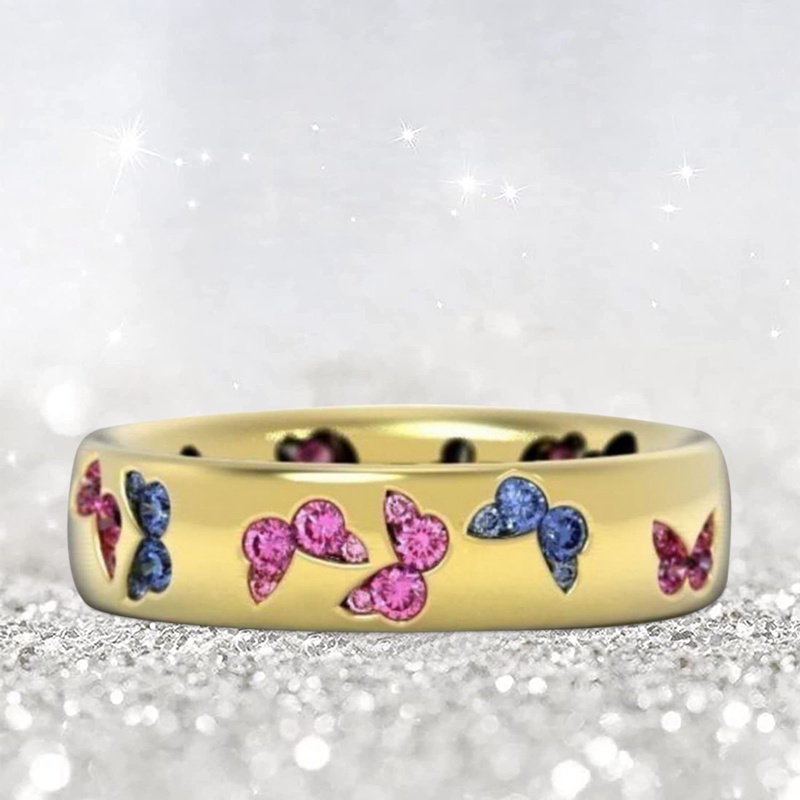 Nhẫn Đính Hôn Bạc Hình Bướm Đính Đá Thời Trang