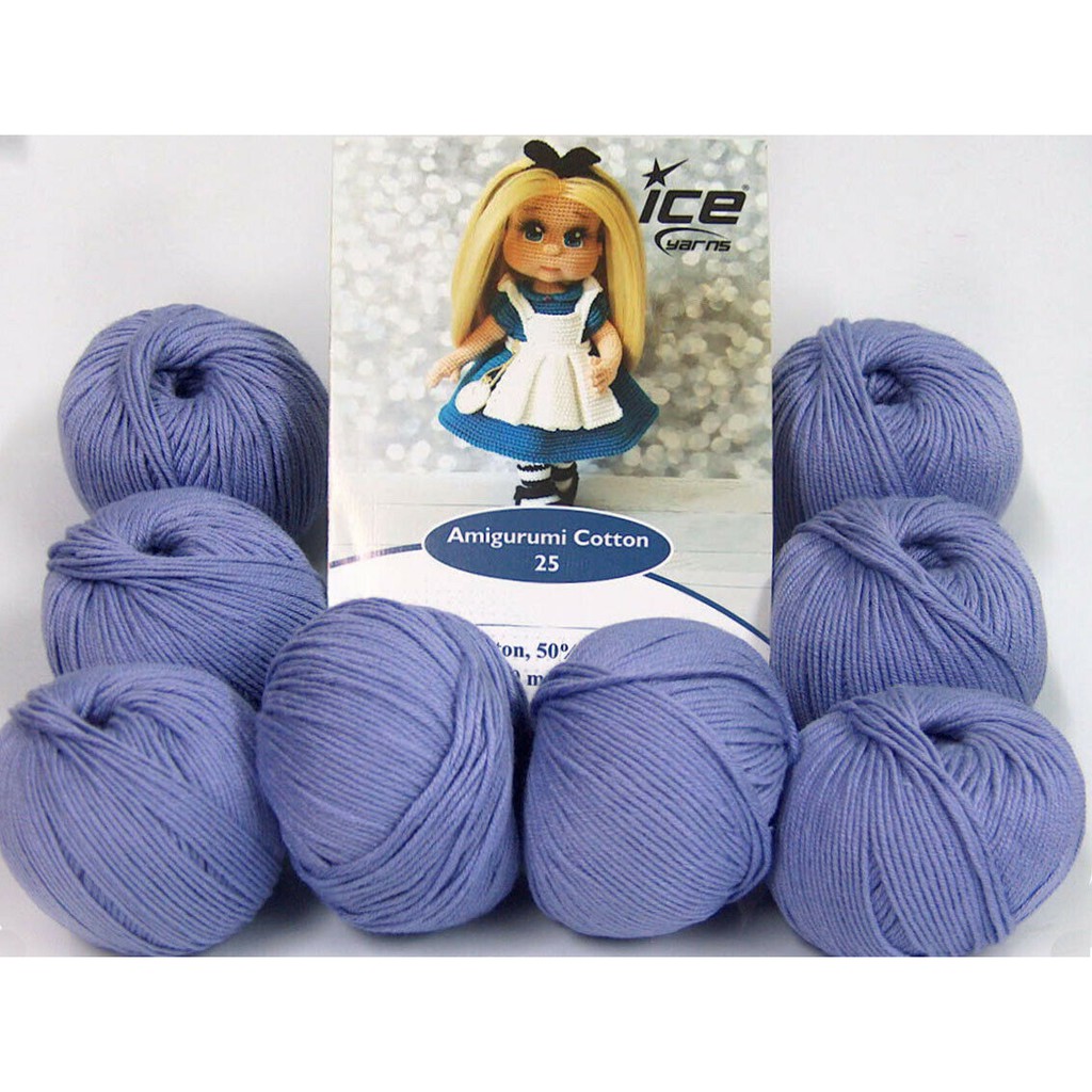 Set len 8 cuộn Amigurumi Cotton 25 màu tím (Lilac)