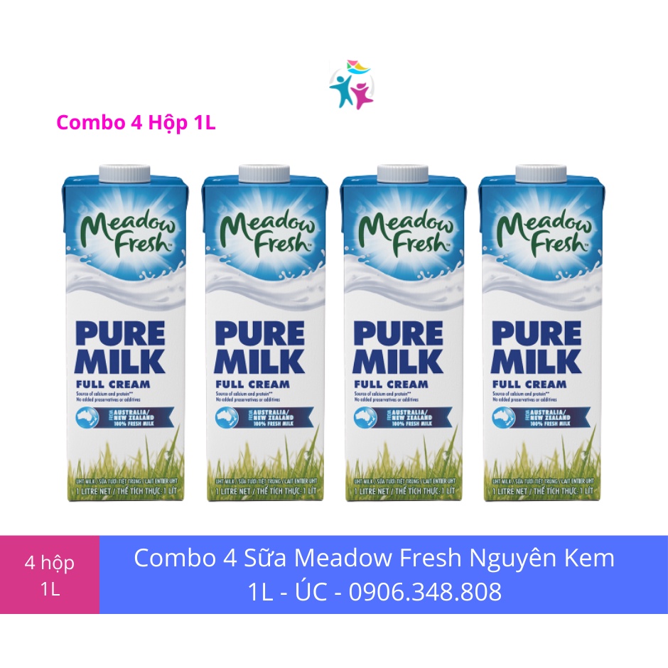 Combo 4 Hộp Sữa Meadow Fresh Sữa Úc Tươi Nguyên Kem Meadow Fresh 1L - Nhập Khẩu Australia