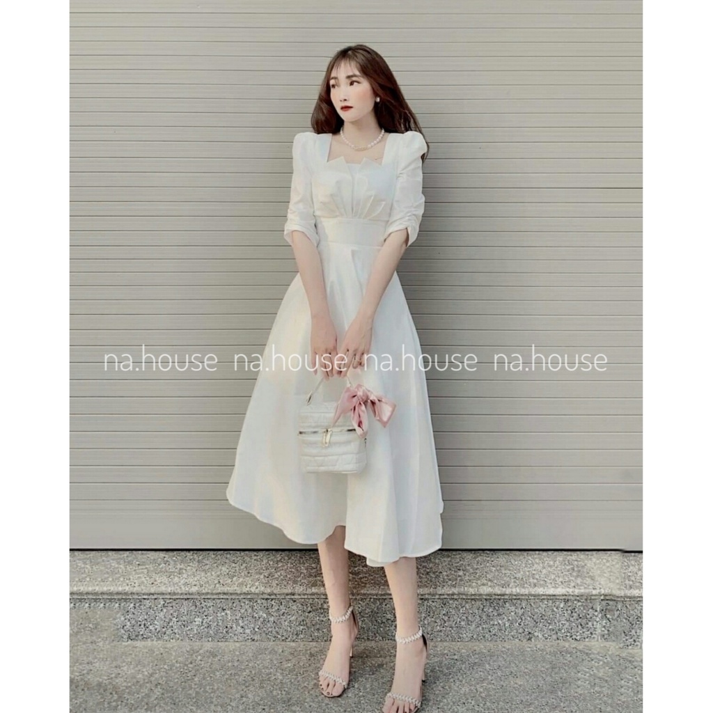 ĐẦM XÒE DÁNG DÀI DỰ TIỆC CHẤT VẢI ĐẸP NAHOUSE VÁY TRẮNG ĐI CHƠI CÔNG SỞ THIẾT KẾ HAI LỚP SANG TRỌNG | BigBuy360 - bigbuy360.vn